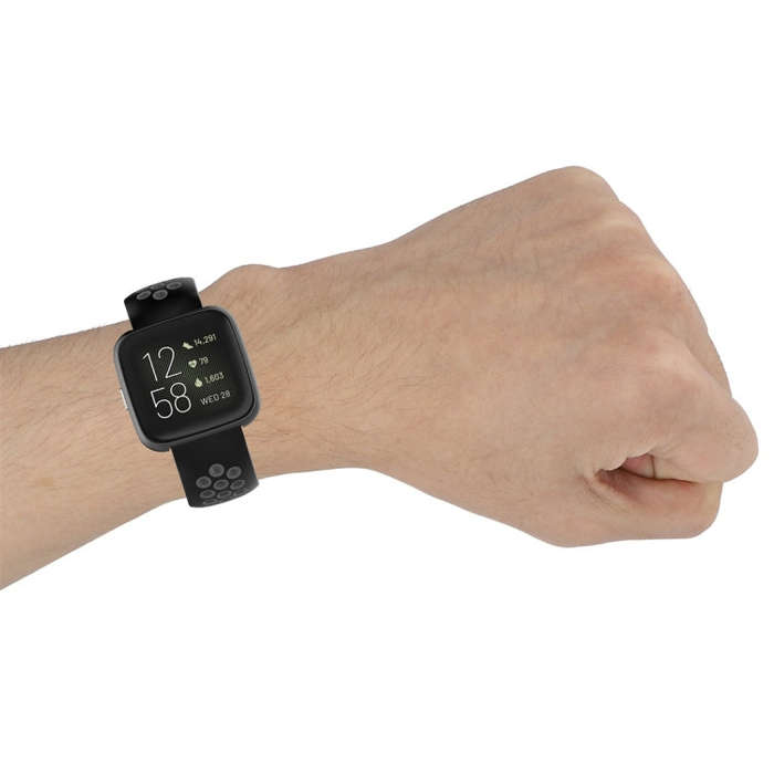 For Fitbit Versa 2 / Versa / Versa Lite 23mm Clasp Two Color Sport Watch Band(Black + Mint Green)
