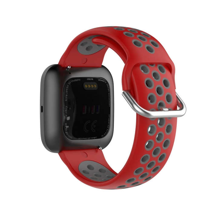 For Fitbit Versa 2 / Versa / Versa Lite 23mm Clasp Two Color Sport Watch Band(Red + Grey)