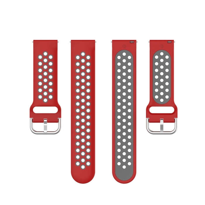 For Fitbit Versa 2 / Versa / Versa Lite 23mm Clasp Two Color Sport Watch Band(Red + Grey)