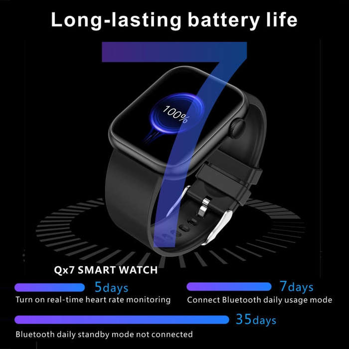 QX7 1.85 inch TFT Screen Smart Watch, Support Bluetooth Call / Hearth Monitoring / 100+ Sports Mo...