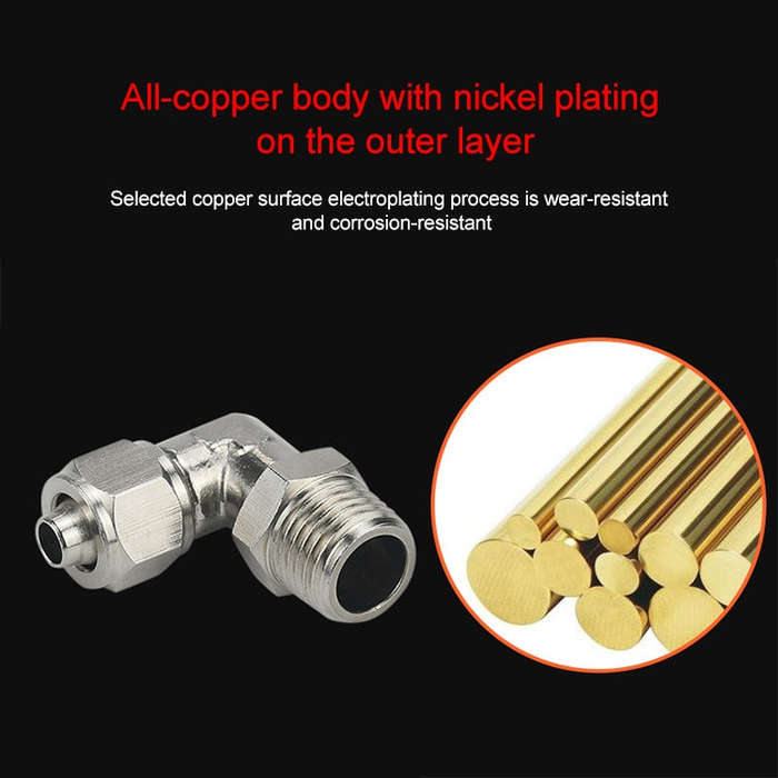 PL6-M5 LAIZE Nickel Plated Copper Trachea Quick Fitting Twist Swivel Elbow Lock Female Connector