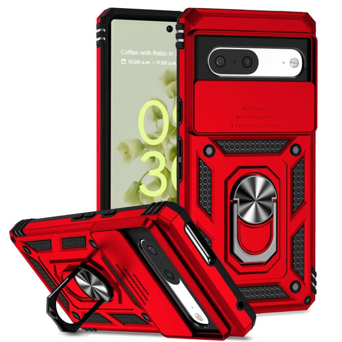 For Google Pixel 7 5G Sliding Camshield Holder Phone Case(Red)