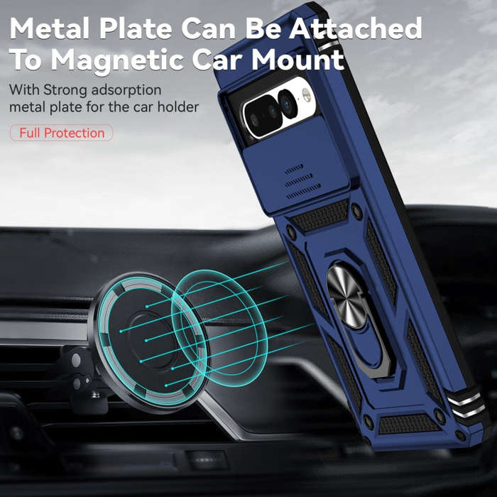 For Google Pixel 7 Pro 5G Sliding Camshield Holder Phone Case(Blue)