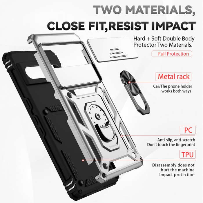 For Google Pixel 7 Pro 5G Sliding Camshield Holder Phone Case(Silver)