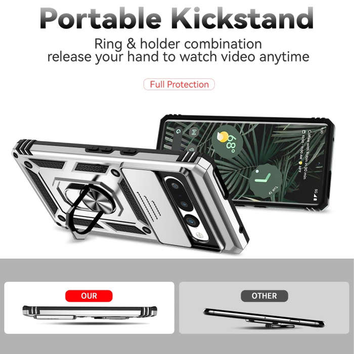 For Google Pixel 7 Pro 5G Sliding Camshield Holder Phone Case(Silver)