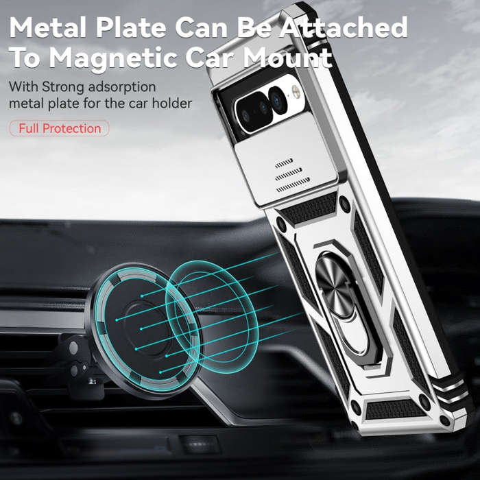 For Google Pixel 7 Pro 5G Sliding Camshield Holder Phone Case(Silver)