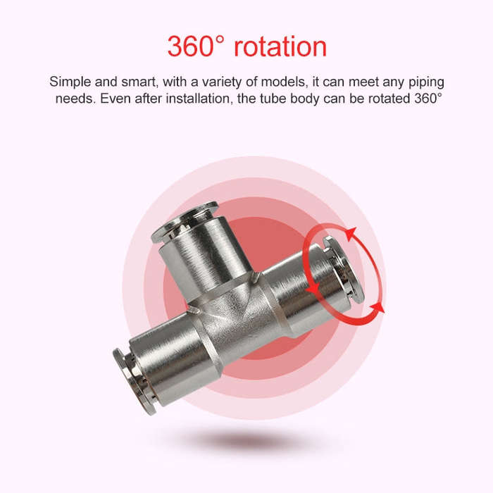 PE-8 LAIZE Nickel Plated Copper Tee Pneumatic Quick Fitting Connector