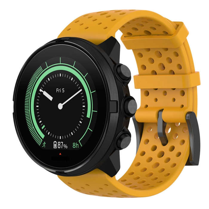 For Suunto 9 Breathable Silicone Watch Band, Exclude the Subject(Amber Yellow)