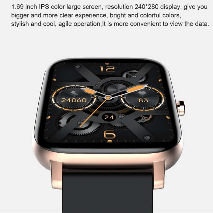 Ochstin 5H80 1.69 inch Square Screen Silicone Strap Heart Rate Blood Oxygen Monitoring Bluetooth ...