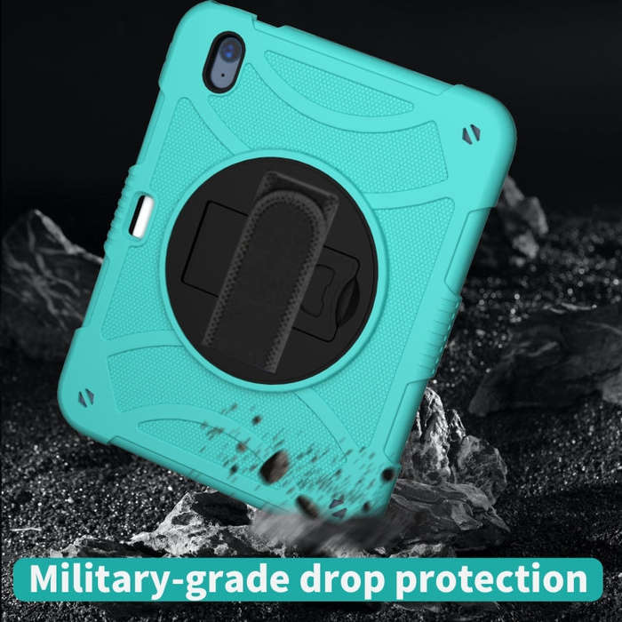 For iPad 10th 10.9 2022 Rotary Grab Silicone And PC Tablet Case(Mint Green)