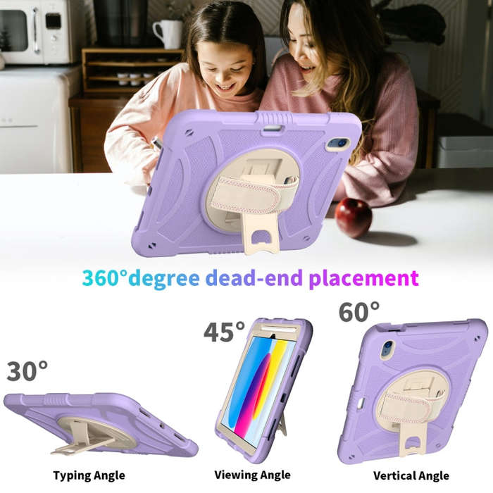 For iPad 10th 10.9 2022 Rotary Grab Silicone And PC Tablet Case(Purple)