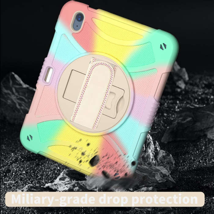 For iPad 10th 10.9 2022 Rotary Grab Silicone And PC Tablet Case(Colorful)