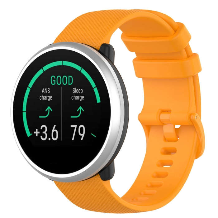 For Polar Ignite 20mm Small Plaid Texture Silicone Wrist Strap Watchband(Amber Yellow)