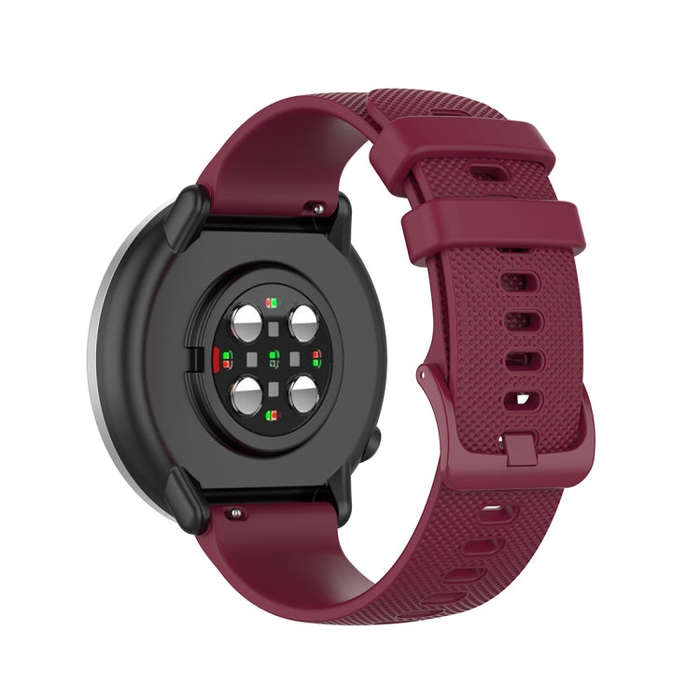 For Polar Ignite 20mm Small Plaid Texture Silicone Wrist Strap Watchband(Wine Red)