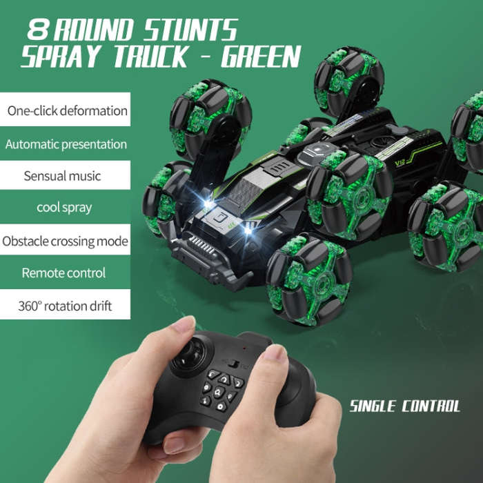 DM-558 Eight Wheel Stunt Drift Spray Remote Control Car, Specification:Single Control(Green)
