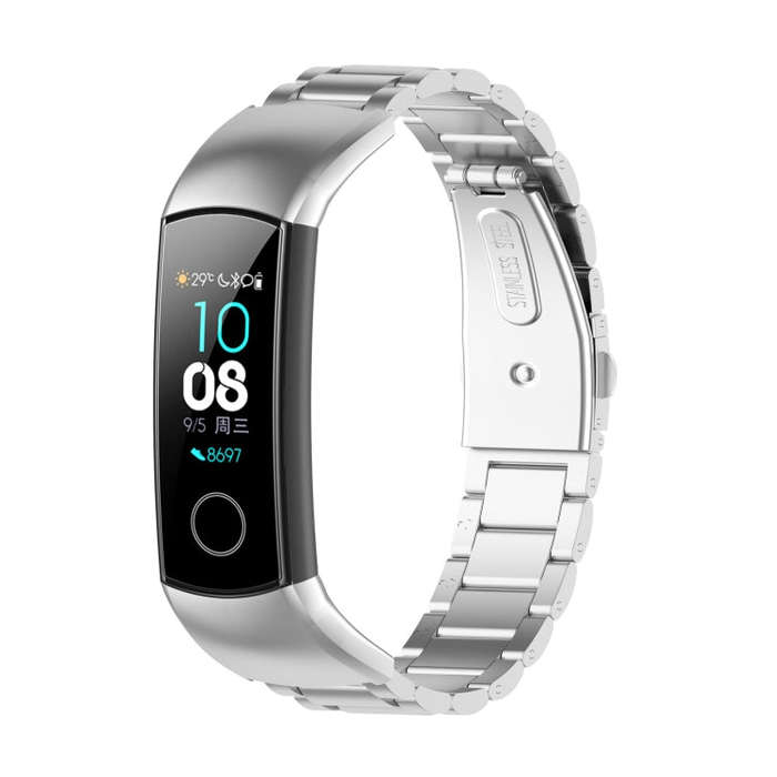 For Huawei Honor Band 4 (CRS-B19) / Honor Band 5 (CRS-B19S) Three Beads Steel Wrist Strap Watchba...