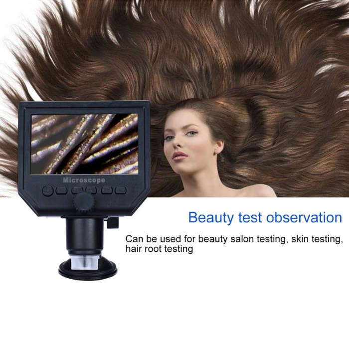 G600 600X 3.6MP 4.3 inch HD LCD Display Portable Digital Microscope, Plug:UK Plug