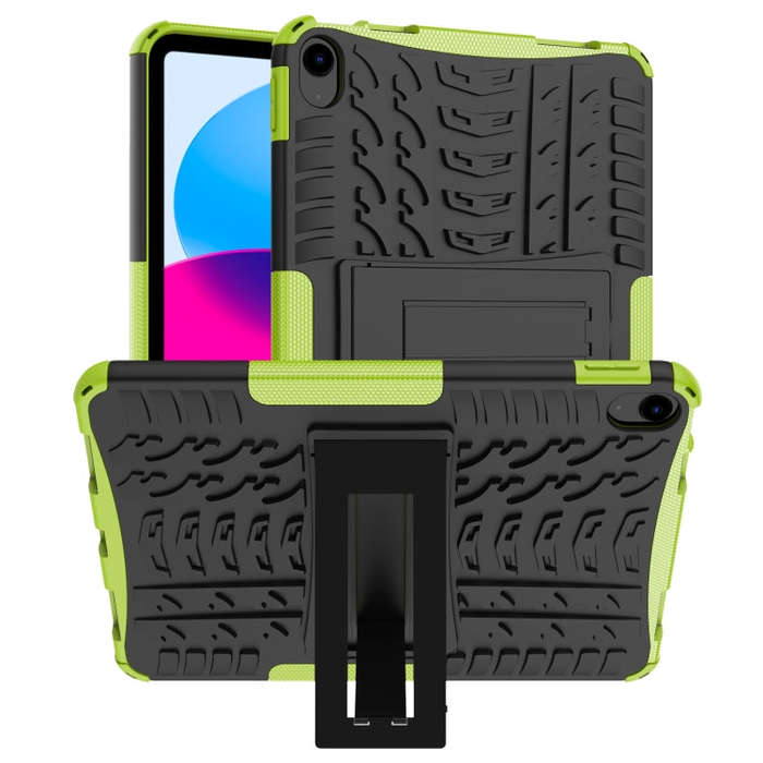 For iPad 2025 / 2022 Tire Texture TPU + PC Tablet Case with Holder(Green)