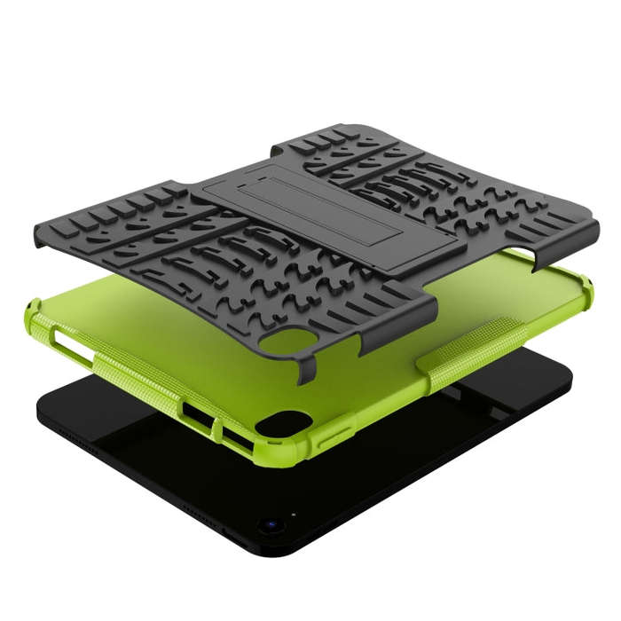 For iPad 2025 / 2022 Tire Texture TPU + PC Tablet Case with Holder(Green)