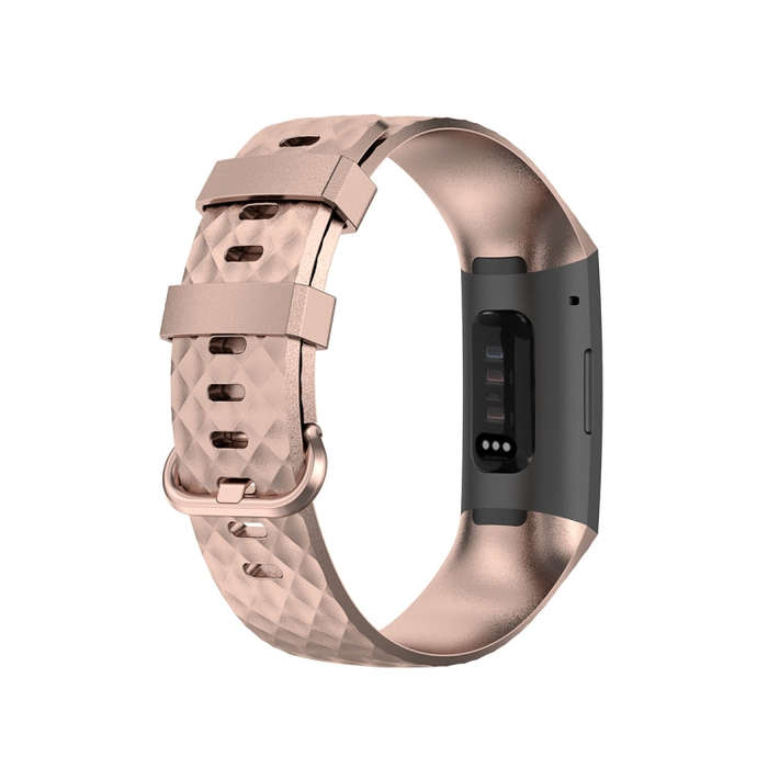 Color Buckle TPU Wrist Strap Watch Band for Fitbit Charge 4 / Charge 3 / Charge 3 SE, Size: L(Ros...