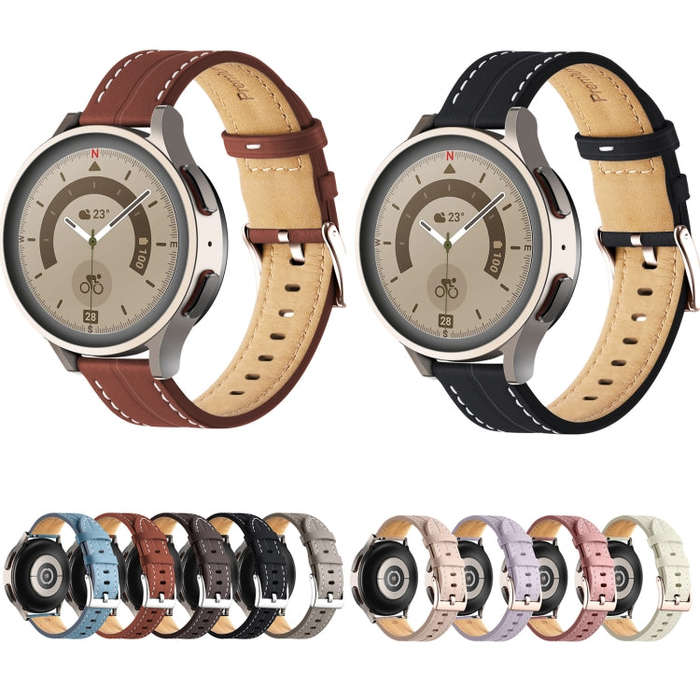 For Coros Pace 2/Coros Apex 42mm Universal Grooved Genuine Leather Watch Band(Grey)