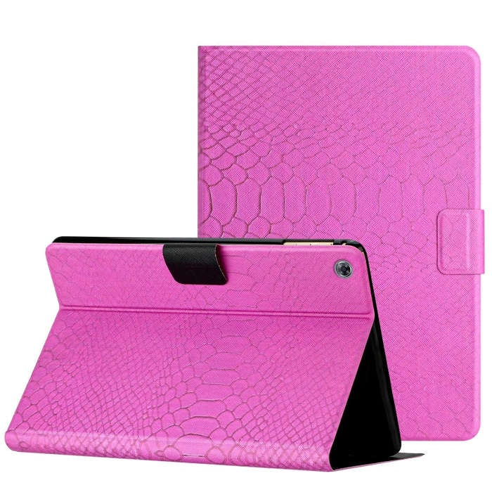 For Huawei MatePad T8 Solid Color Crocodile Texture Leather Tablet Case(Rose Red)