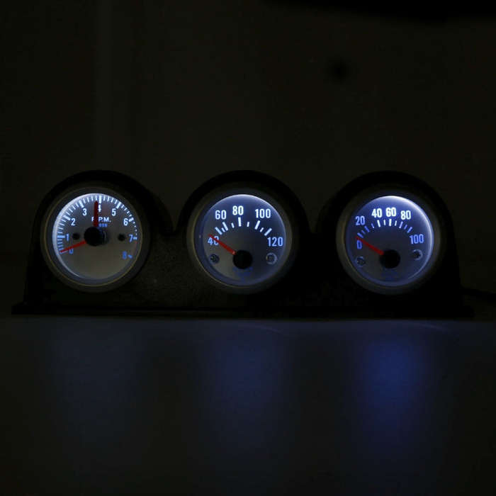 52mm 3 in 1 12V Car Combined Meter Tachometer + Water Temp Gauge + Oil Press Gauge with Bracket