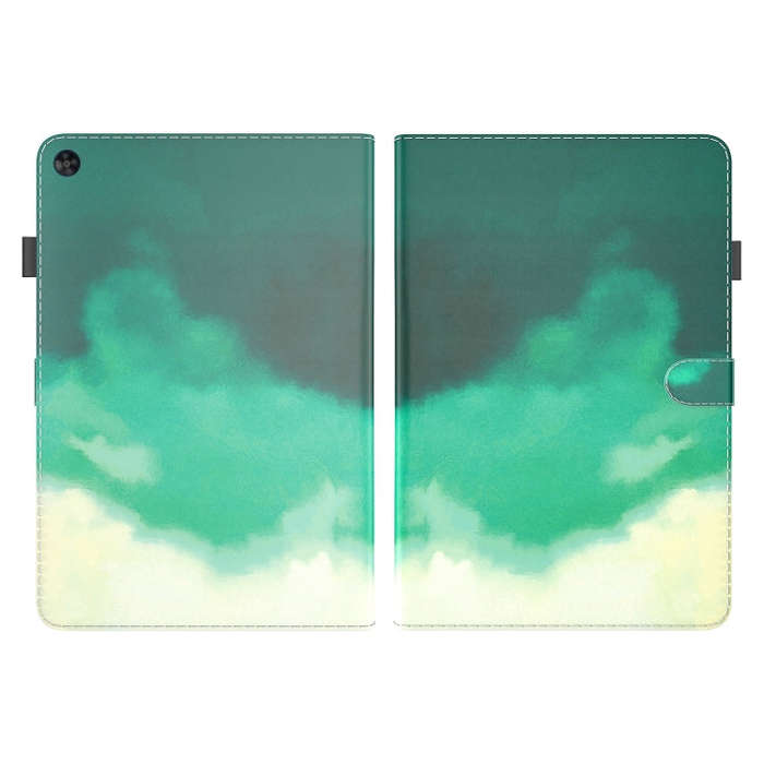 For Huawei MatePad SE Watercolor Pattern Flip Leather Tablet Case(Cyan Green)