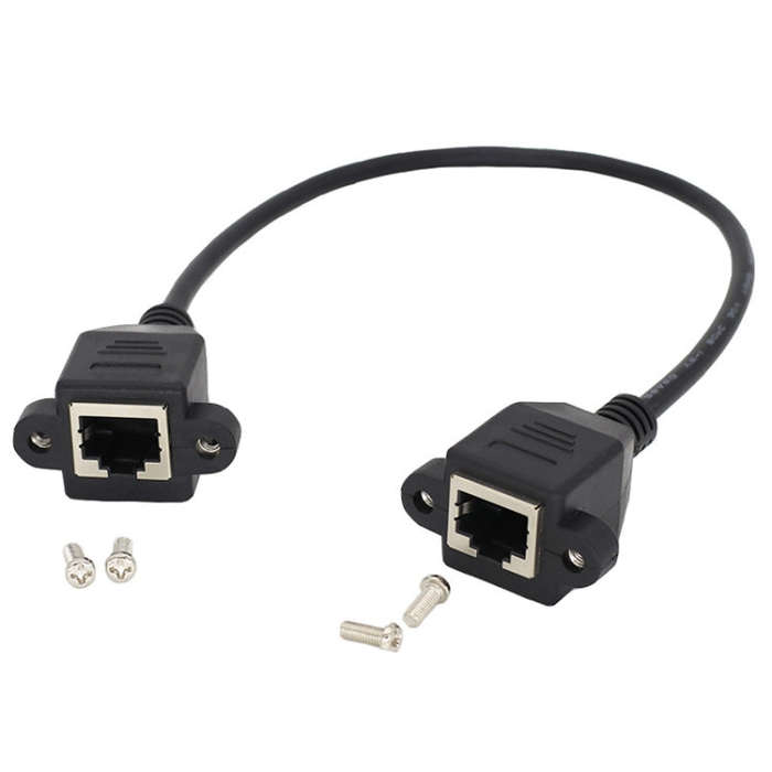 RJ45 Female to Female LAN Extension Cable with Screw Lock, Length:30cm
