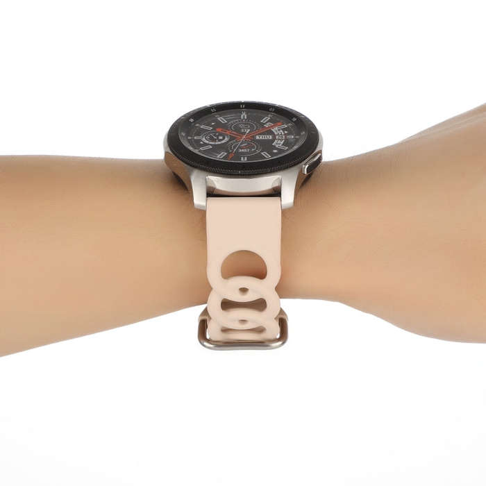 22mm Donut Hollow Silicone Watch Band(Sand Pink)