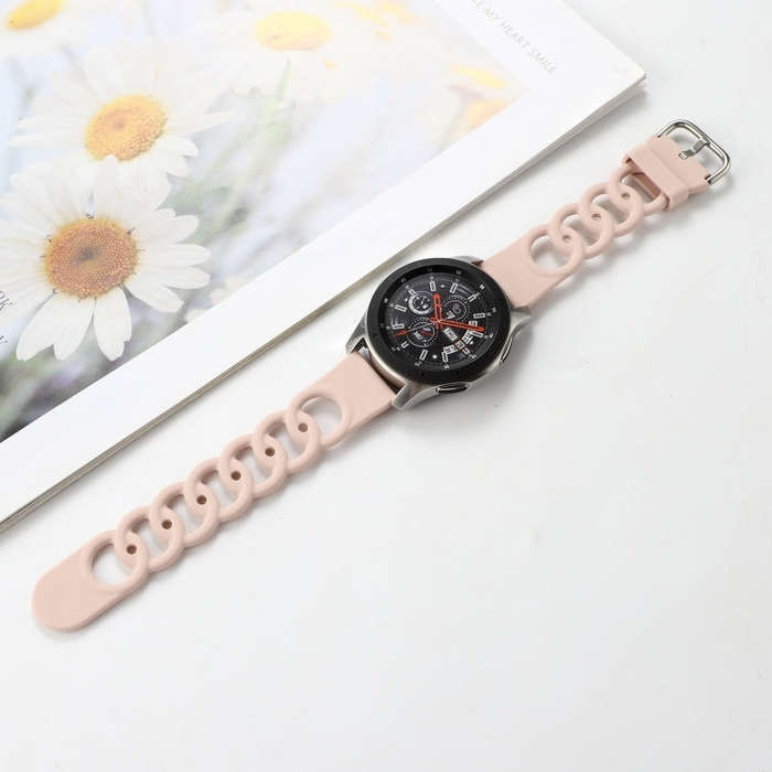 22mm Donut Hollow Silicone Watch Band(Sand Pink)