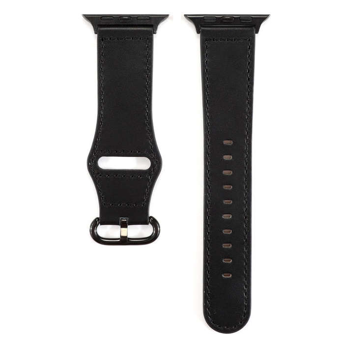 For Apple Watch Series 7 41mm / 6 & SE & 5 & 4 40mm / 3 & 2 & 1 38mm Solid Color Genuine Leather ...