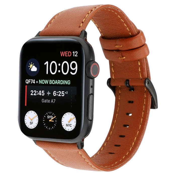 For Apple Watch Series 7 41mm / 6 & SE & 5 & 4 40mm / 3 & 2 & 1 38mm Cowhide Texture Leather Watc...