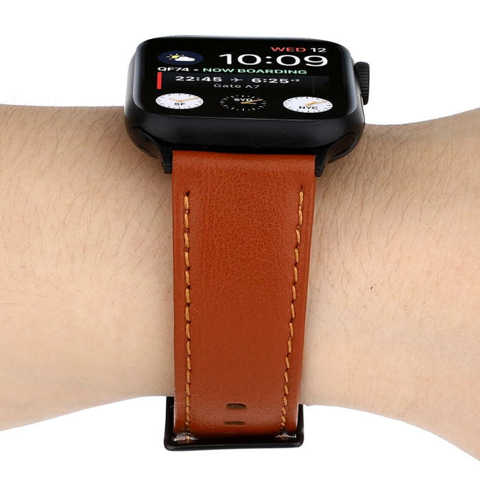 For Apple Watch Series 7 41mm / 6 & SE & 5 & 4 40mm / 3 & 2 & 1 38mm Cowhide Texture Leather Watc...