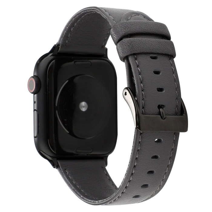 For Apple Watch Series 7 45mm / 6 & SE & 5 & 4 44mm / 3 & 2 & 1 42mm Cowhide Texture Leather Watc...