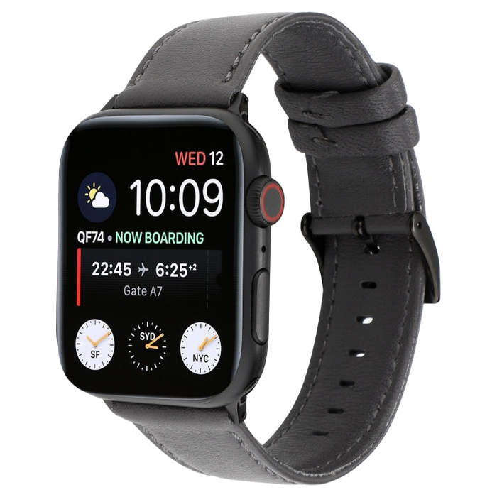 For Apple Watch Series 7 45mm / 6 & SE & 5 & 4 44mm / 3 & 2 & 1 42mm Cowhide Texture Leather Watc...