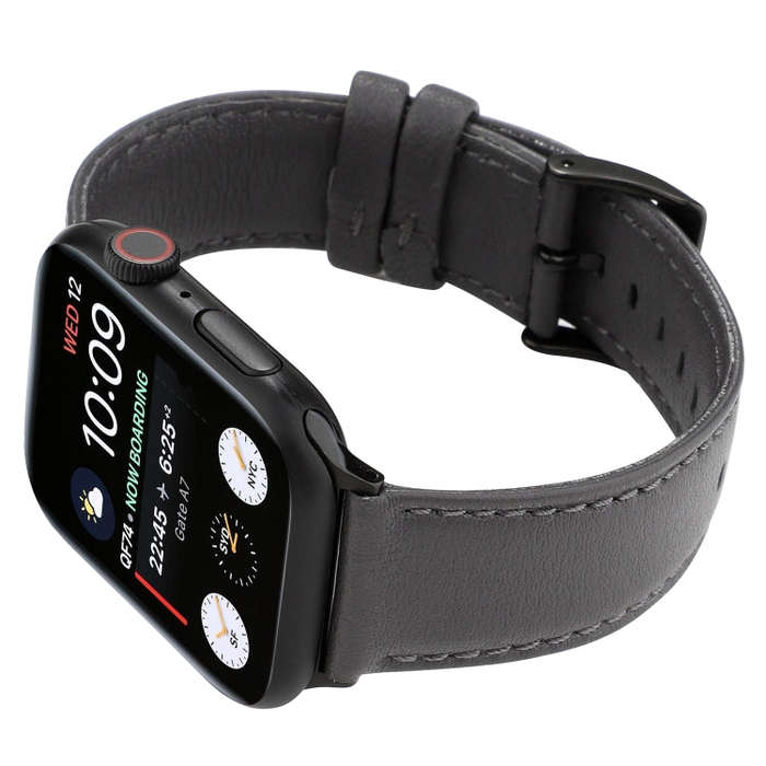 For Apple Watch Series 7 45mm / 6 & SE & 5 & 4 44mm / 3 & 2 & 1 42mm Cowhide Texture Leather Watc...