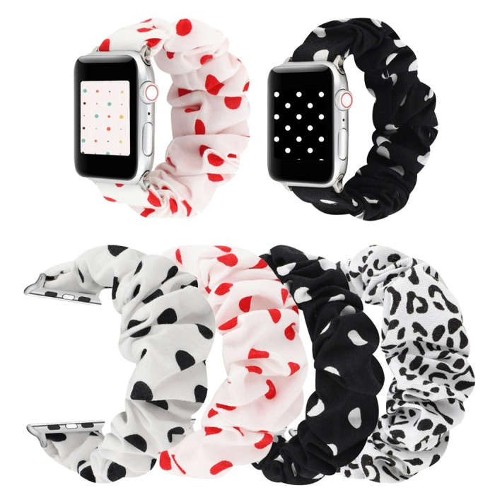 For Apple Watch Series 7 41mm / 6 & SE & 5 & 4 40mm / 3 & 2 & 1 38mm Cloth + Stainless Steel Hair...