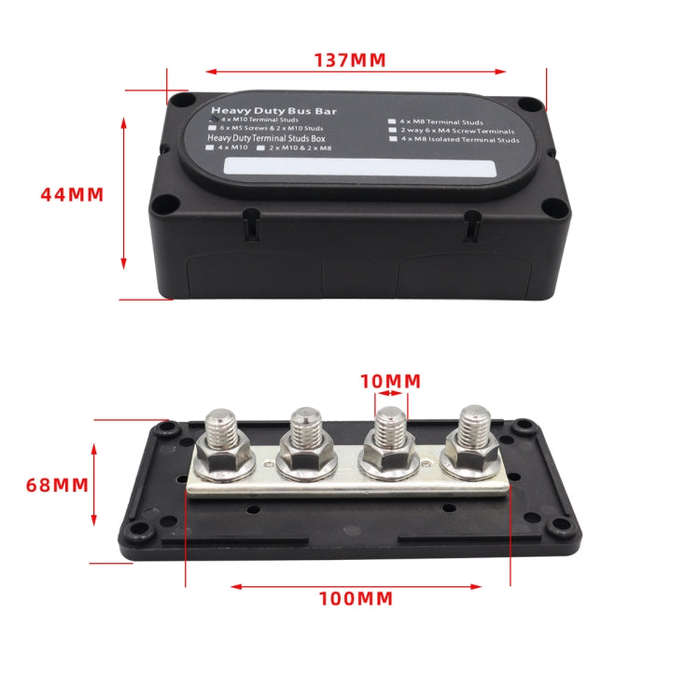 CP-3088-02 300A 48V 4-way M10 Terminal Busbar(Red)