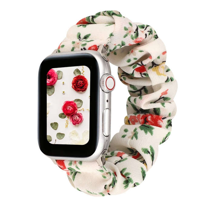 For Apple Watch Series 7 41mm / 6 & SE & 5 & 4 40mm / 3 & 2 & 1 38mm Cloth + Stainless Steel Hair...