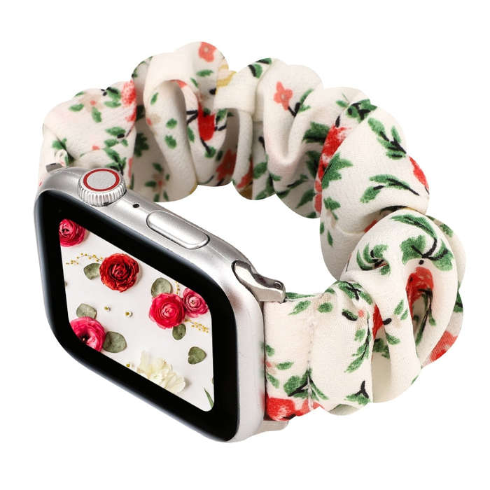 For Apple Watch Series 7 41mm / 6 & SE & 5 & 4 40mm / 3 & 2 & 1 38mm Cloth + Stainless Steel Hair...