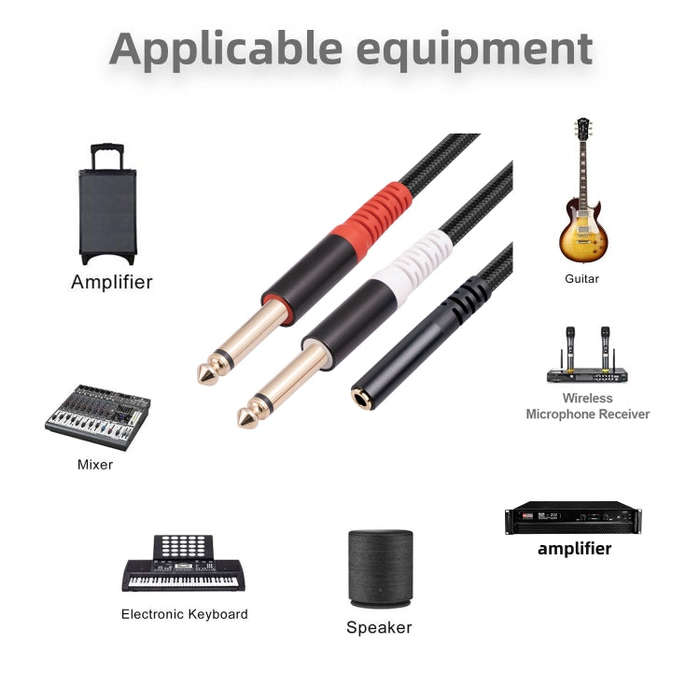 3717 3.5mm Female to 6.35mm 1/4 TS Male Stereo Audio Cable, Length: 30cm