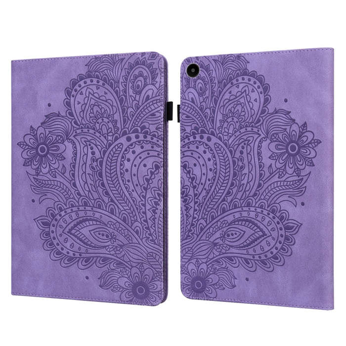 For Huawei MatePad SE 10.4 2022 Peacock Embossed Pattern Leather Tablet Case(Purple)