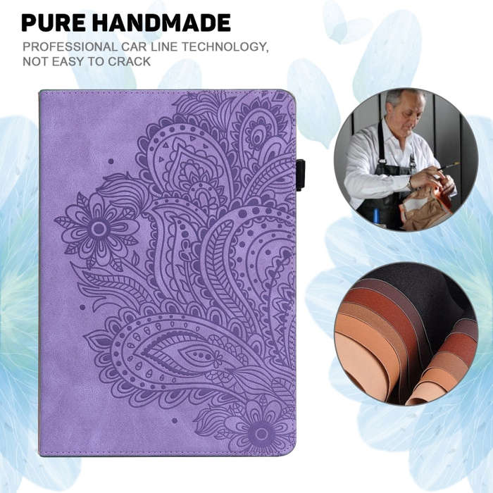 For Huawei MatePad SE 10.4 2022 Peacock Embossed Pattern Leather Tablet Case(Purple)