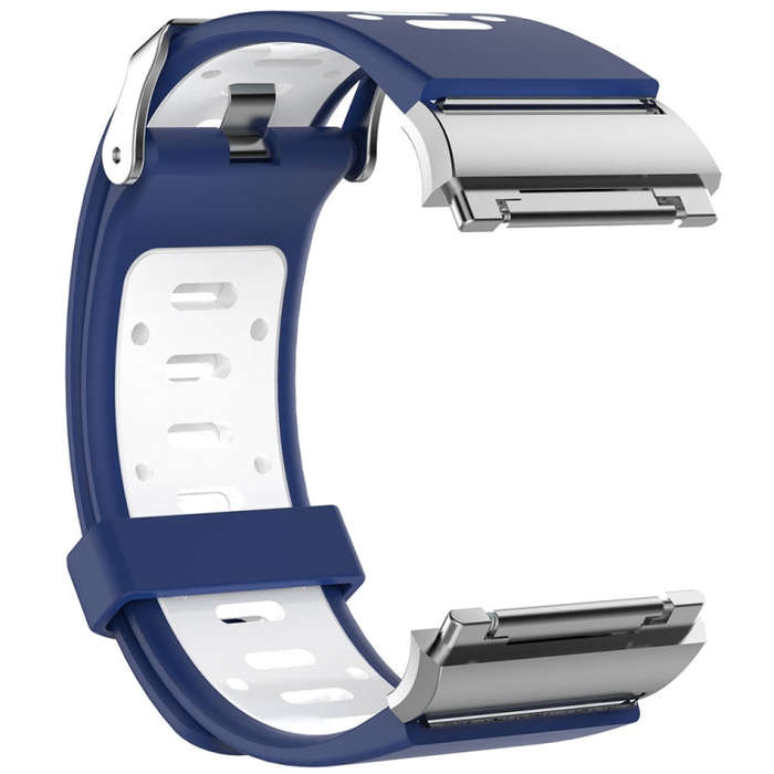 For Fitbit Ionic Two-tone Silicone  Watch Band with Buckle & Connector(Dark Blue + White)