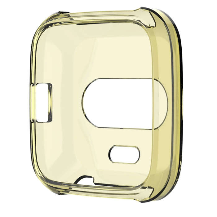For Fitbit Versa Lite Smart Watch Silicone Protective Case(Transparent Yellow)