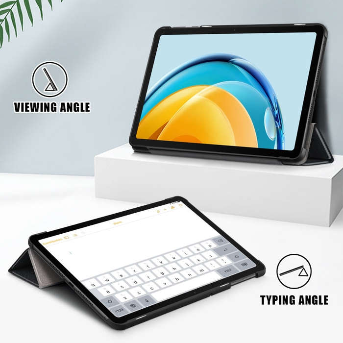 For Huawei Matepad SE 10.4 2022 Custer Pure Color 3-Fold Holder Leather Tablet Case(Black)