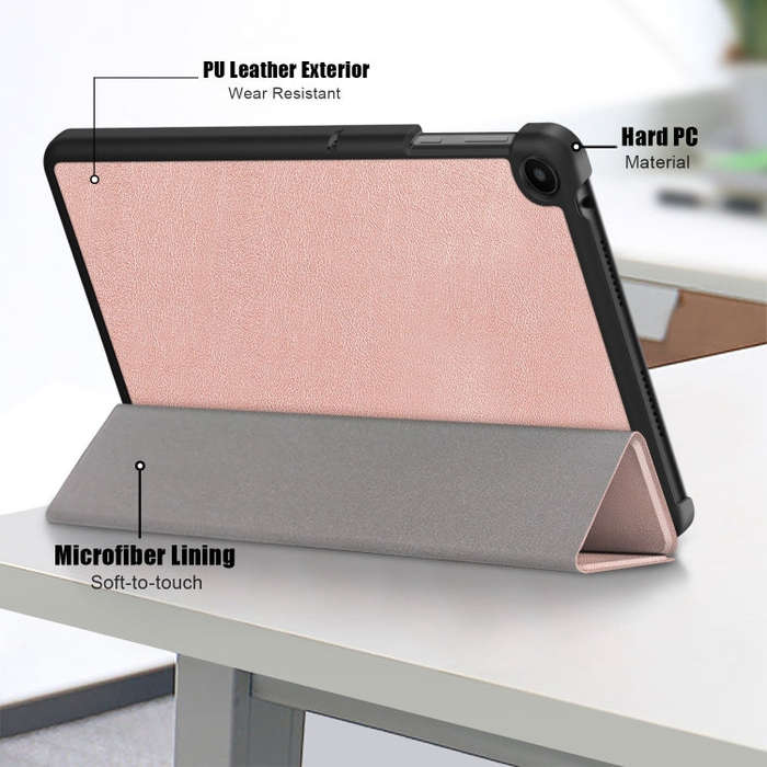 For Huawei Matepad SE 10.4 2022 Custer Pure Color 3-Fold Holder Leather Tablet Case(Rose Gold)