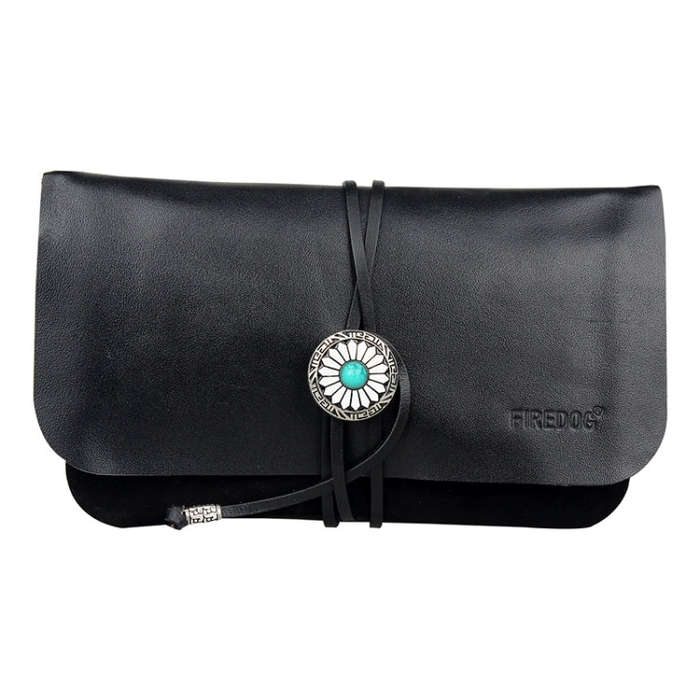 FIREDOG CL91 Portable Handmade Sheepskin Genuine Leather Tobacco Bag(Black)