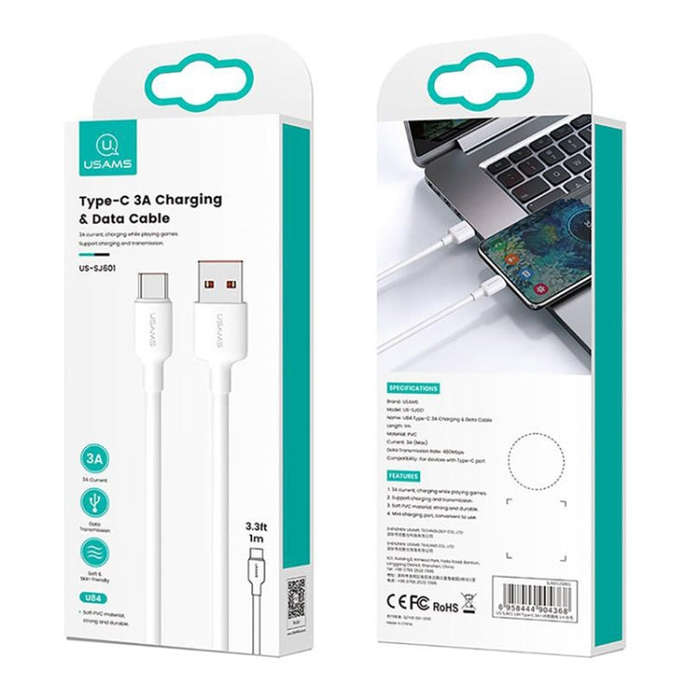 USAMS US-SJ602 U84 USB to USB-C / Type-C 3A Charging Data Cable, Length:2m